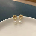 E2055 8-9mm DIY Natural Freshwater Pearl Charm Earrings Mounting Accessory 925 Sterling Silver Gold Plated  Jewelry for Women