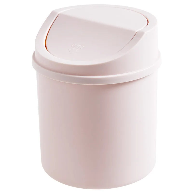 Mini Trash Can with Lid Press Type pink Grabage Can Plastic Small Office Trash Bin Desktop Trash Can Cute