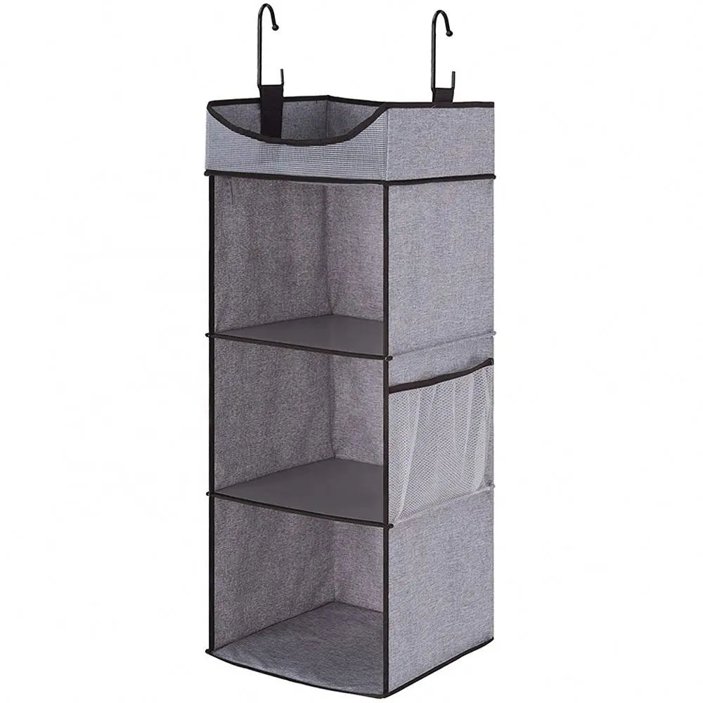 Non-woven Fabric Color Fabric Wall Pocket Organizer Waterproof 3-Shelf Hanging Closet Organizer of Wardrobe Space Saver
