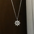 Creative Sterling Silver Full Cubic Zirconia Women Rudder Pendant Jewelry Necklace