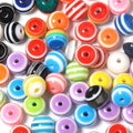 100pcs Colourful Resin Lined Striped Ball Bubblegum Gumball Bead Spacers Beads Round 10mm Acrylic Rainbow Stripes Beads