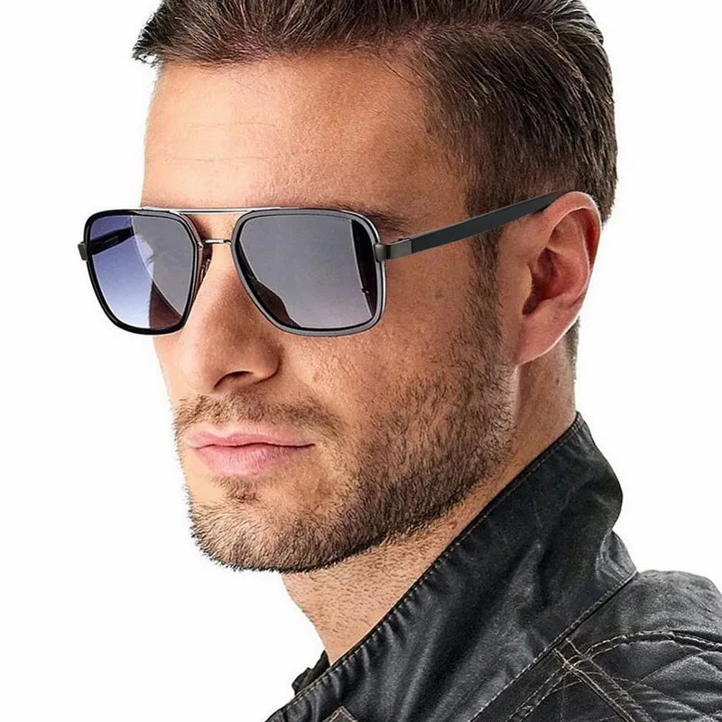 2021 Fashion Unique Square Pilot Style Metal Sunglasses for Men Vintage Classic Brand Design Sun Glasses Shades Oculos De Sol