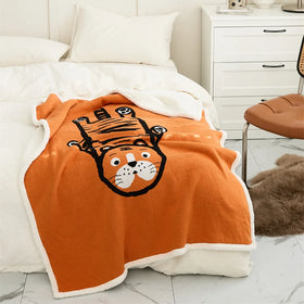 FH Sherpa Tiger Knitted Lambswool High Quality Wholesale Manufacture Children Blanket