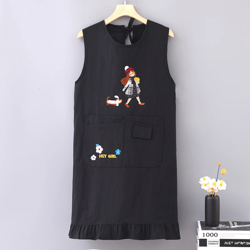 Adult Embroidered Shoulder Taslon Fabric Barber Apron Unisex Barbecue Kitchen Cafe Overalls Apron