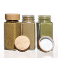 Wholesale Price 4Oz Empty Square Transparent Glass Spice Jar With Bamboo Wood Lid