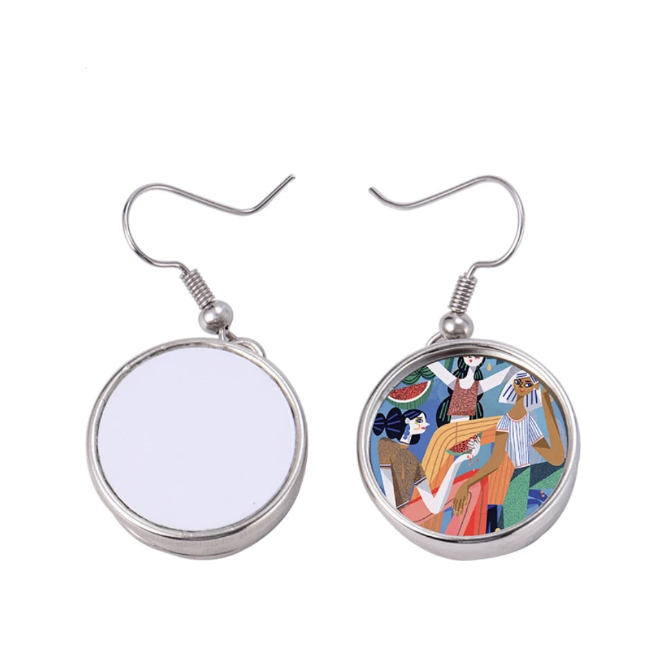 Fashionable Luxury Sublimation Blank Earrings Jewelry Snap Button Earrings