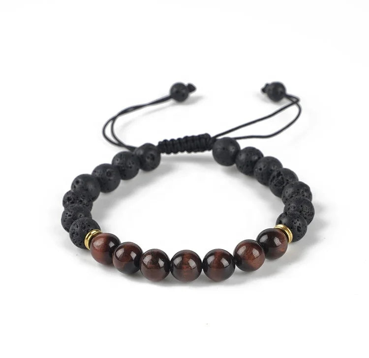 Wholesale Natural Stone Beads Bracelet 8mm Handmade Adjustable Bracelets Tiger Eye Stone Mixed lava Rock Beads Bracelets