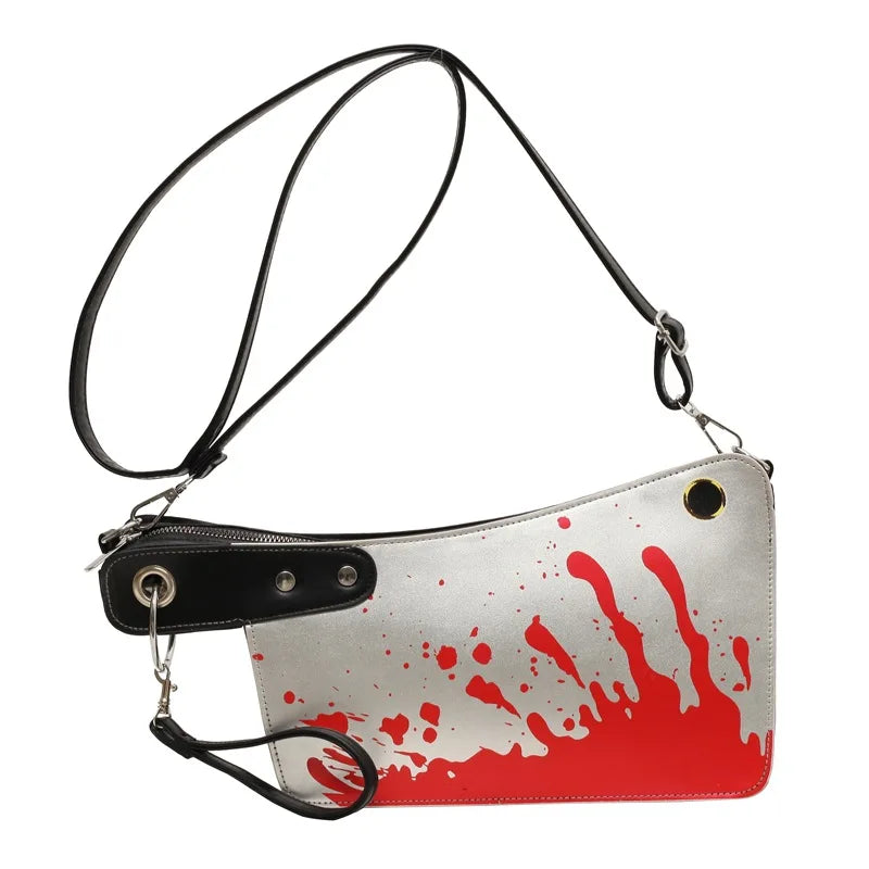 New Bloodstain Kitchen Knife Single Shoulder Bag Creative Horror Style Portable Women's Bag Trend Niche Design Crossbody Bag