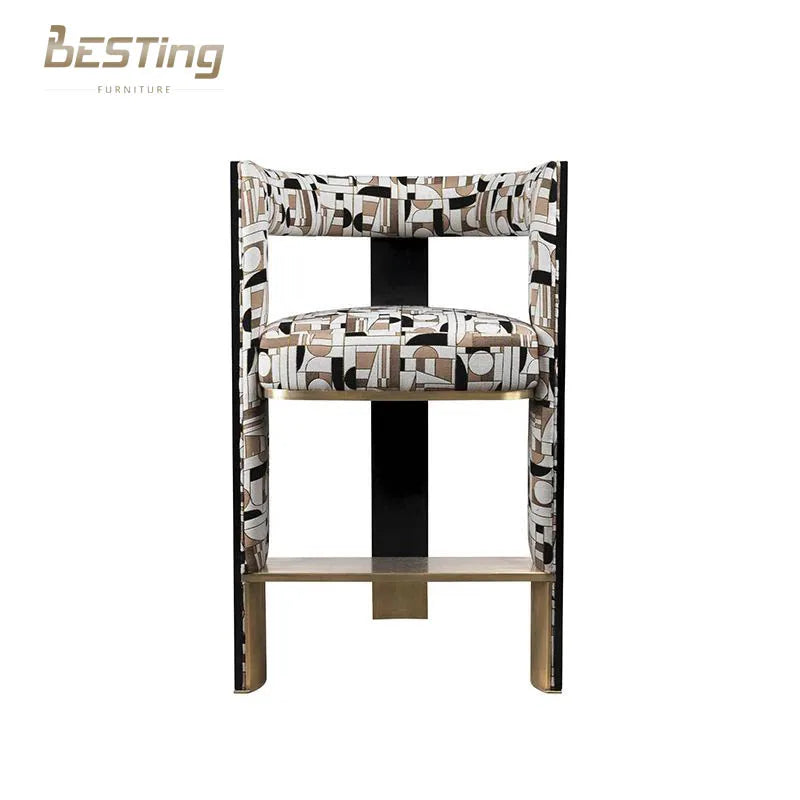 American Modern Classic High Chair Bar Stool Counter Chair Vintage Kitchen Fabric Bar Chair for Hotel Use