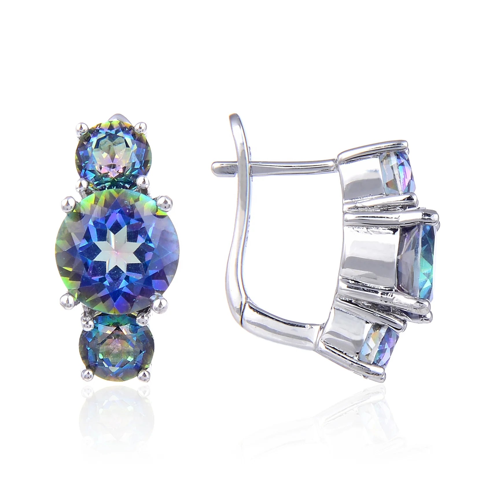 Abiding Jewelry Fashion Custom Design Sterling 925 Silver Earrings Mystic Quartz Lolite Blue Earrings