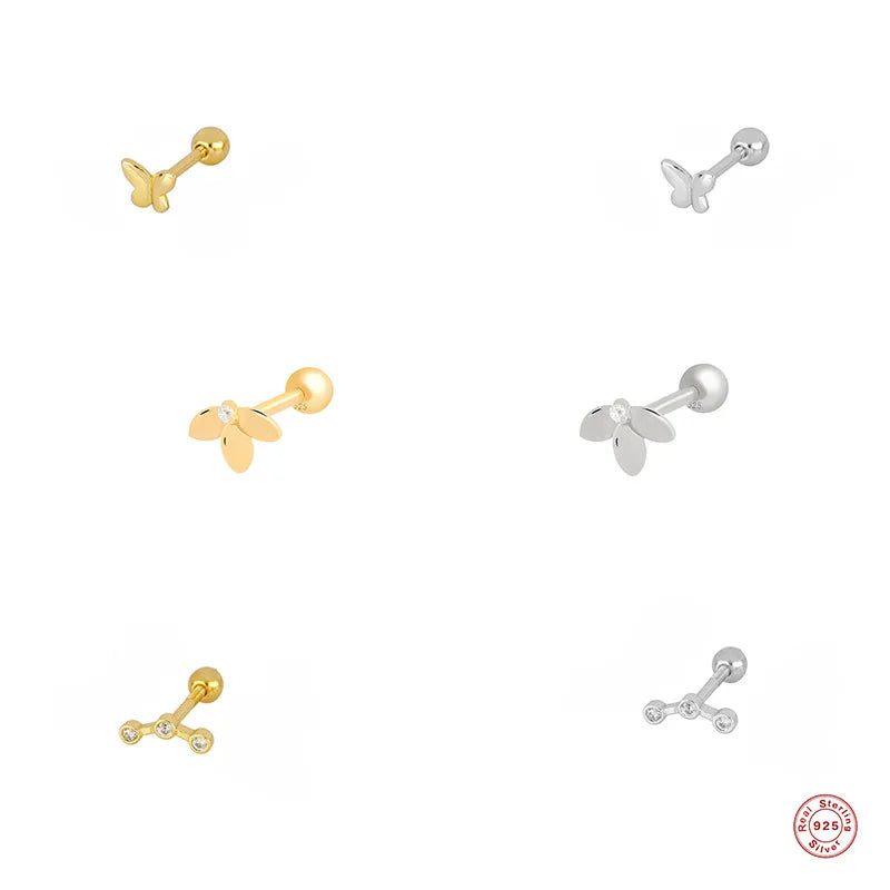 Women Classic Fashion 18k Zircon Anniversary Party Gift Mini Earring Set Gold Vermeil Plated Fine Sterling 925 Silver Stud