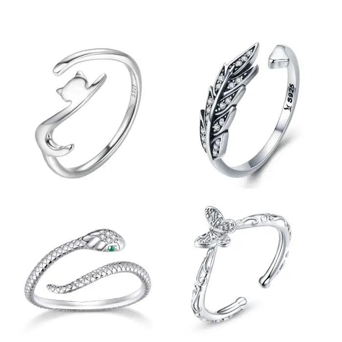 Qings Factory Price Classic Gemstone Cat & Snake Rings Fine Jewelry for Women and Girls-Wedding & Party Occasions