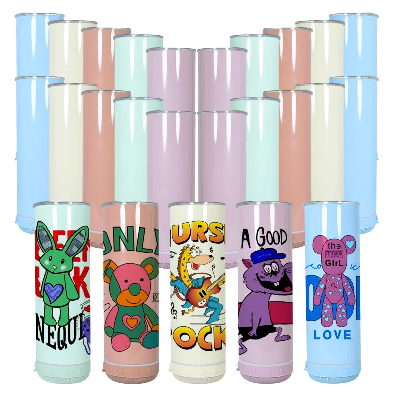 RTS Stocked Sales 20oz Colored Stainless Steel Speaker Tumbler Sublimation Wireless Mix Colors 25pcs/ctn