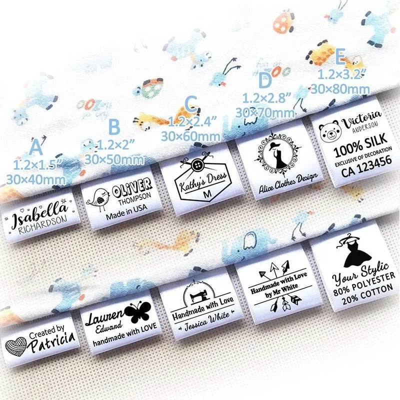 Custom Clothing Labels Lopal Satin Ribbon Handmade Name Brand Logo Printed/Woven Washable Fold Sewing Patch Garment Tags