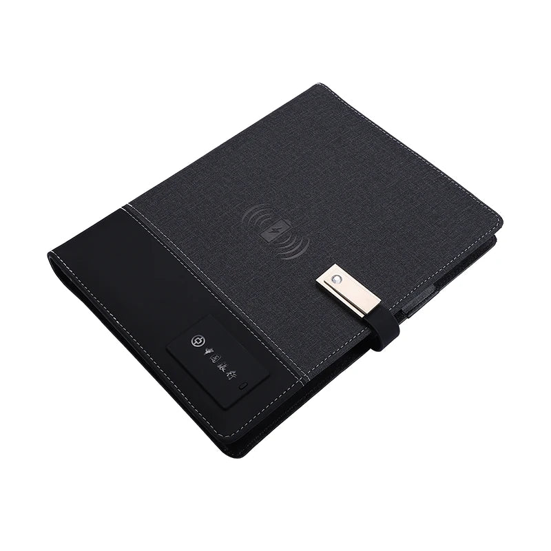 2026 New Product Ideas Promotion Wholesales Customizable Notebook Power Bank Gift with USB Flash Drive LED logo Wireless Charger