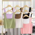 Women's Square Neck Knitted Top Camisole Bow Back Design Breathable Sleeveless Sweater Casual Outer Front Crop Top