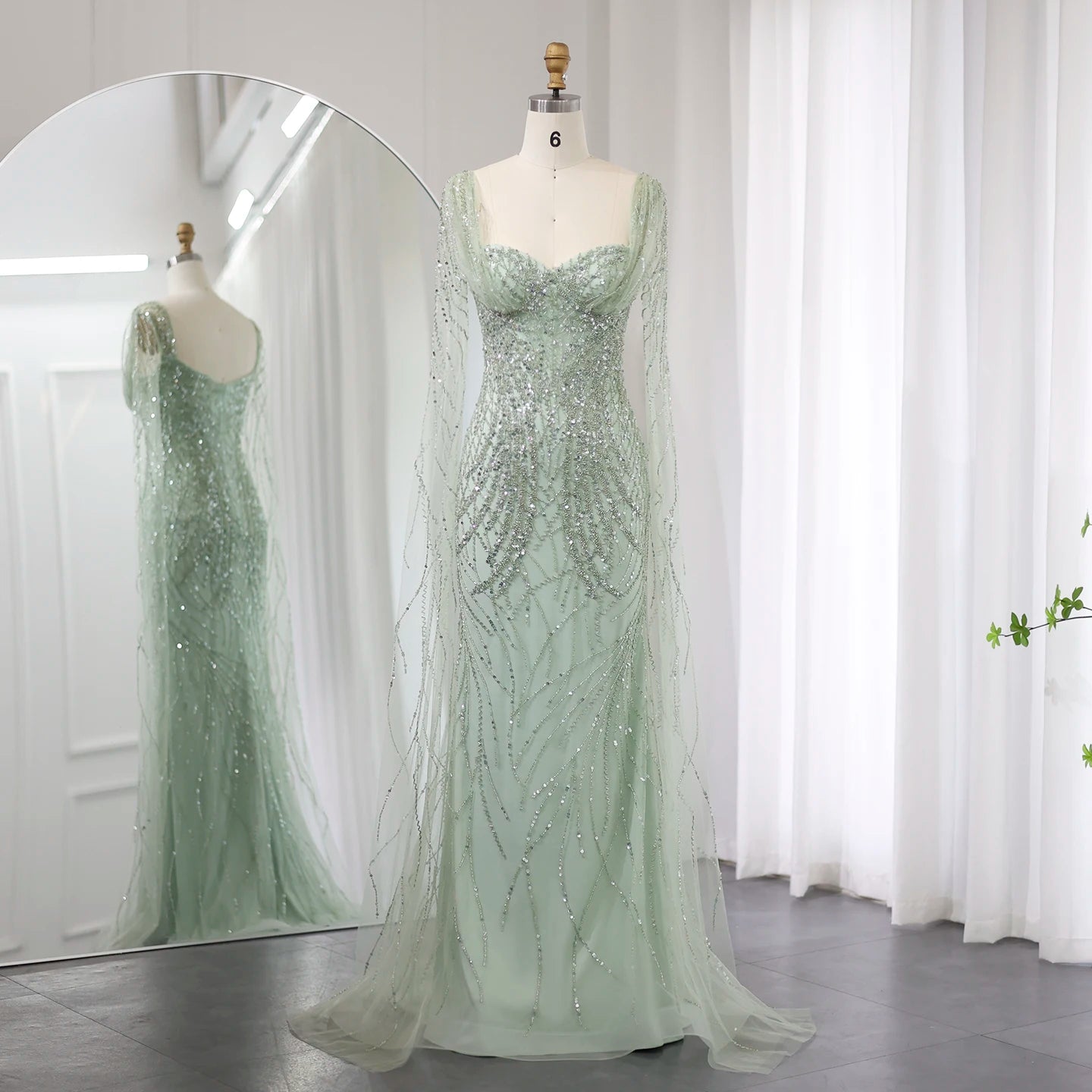 Jancember SCZ211 Dubai Mint Green Sweetheart Evening Prom Dress for Party Girls