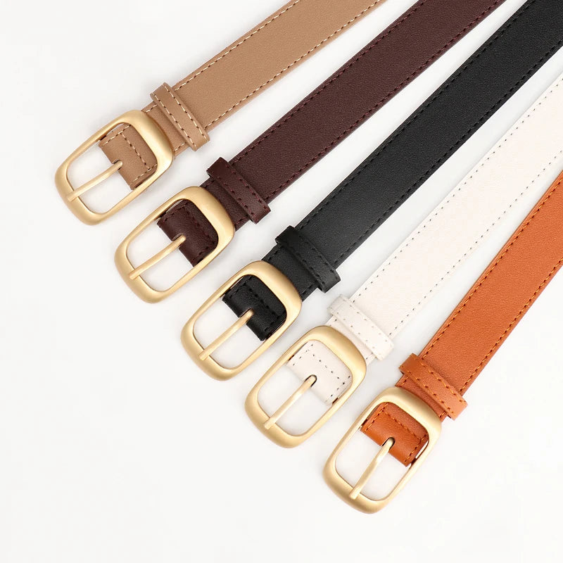 JULUN Stylish Women's Belt Gold Needle Buckle Korean Version Simple Belt Women's High Sense of Decorative Dress Belt