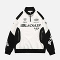 1/4 Zipper Racing Sweatshirt for Men Stand Embroidered Motorcycle Print Pockets Half Zip Patchwork Sweatshirts for Spring Racing