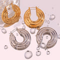 Waterproof 316l Stainless Steel Jewelry Women Three-layer Big Circle 18K Gold Hoop Earrings Wholesale Bulk