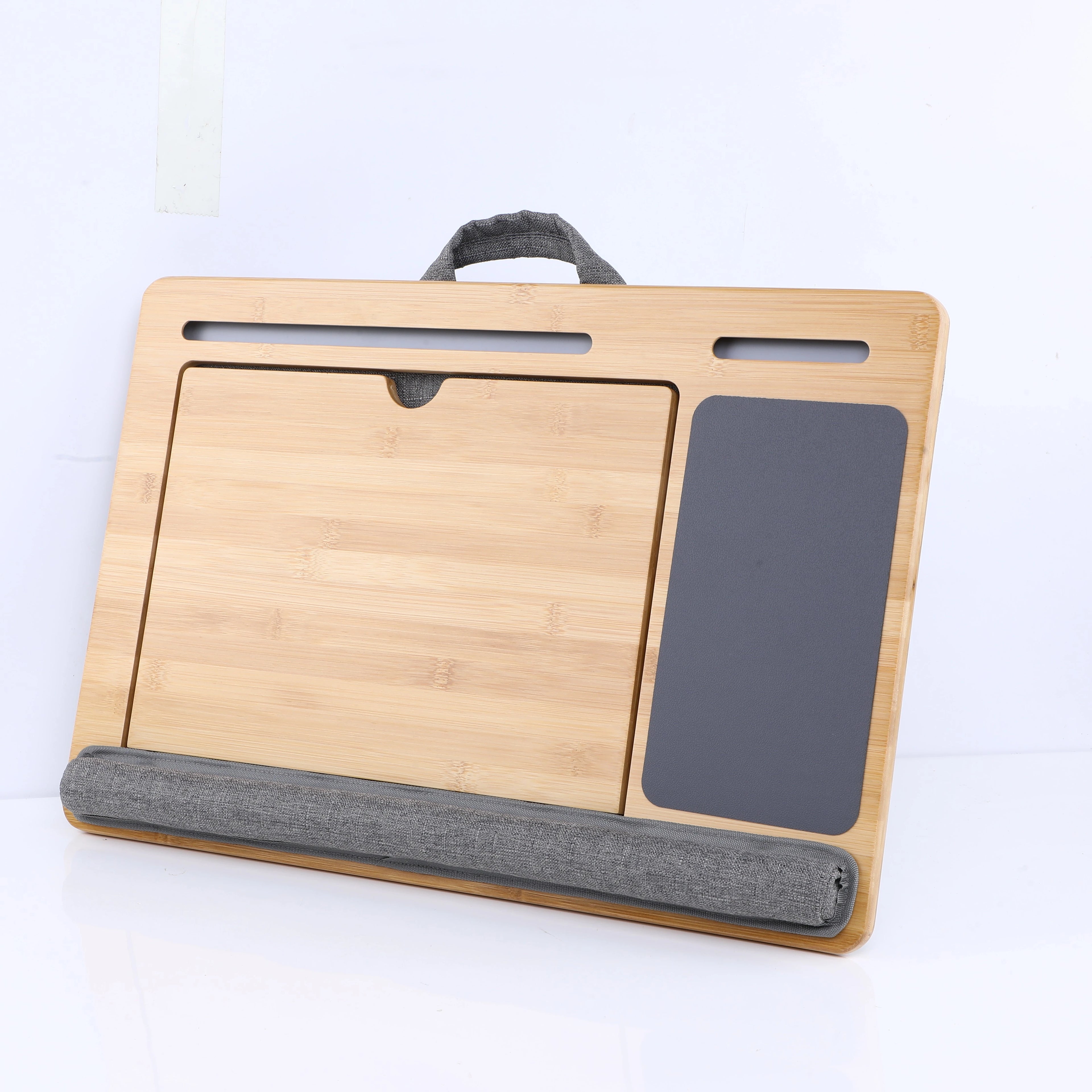 Custom Bamboo Lap Tray Portable Bed Lap Laptop Desk Holder Study Table Laptop Stand Computer Desk With Cushion