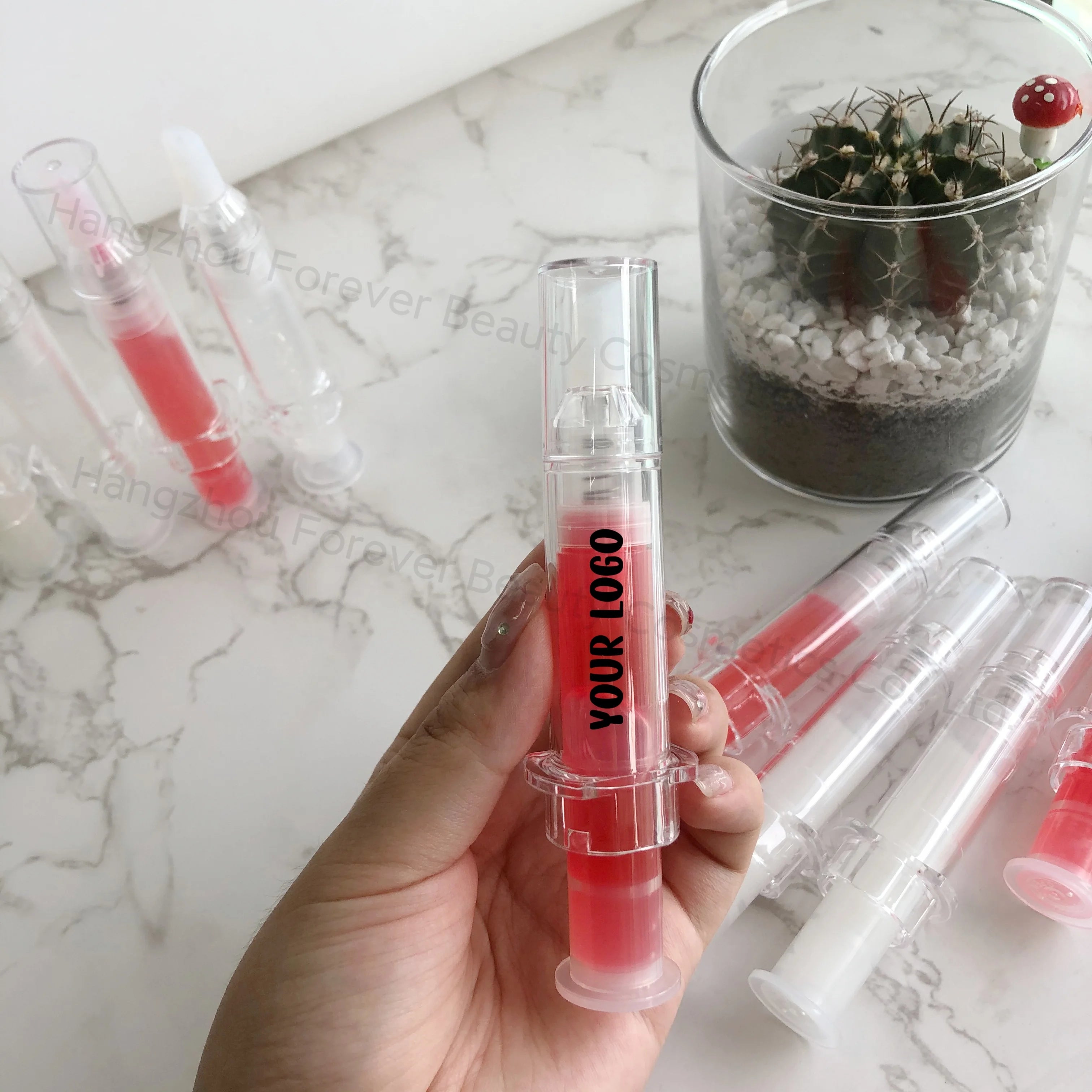 Add Your Logo Vegan Organic Moisturizer Strawberry Scent Hyaluronic Acid Visible Volumization Hot Spicy Lip Pluming Gloss