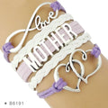 Factory Custom Made Infinity Love Baby Shower Mom Mother Father Dad Papa Daughter Son Children Kids Family Leather Bracelets