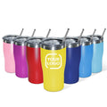 Customized Logo 20oz 30oz Coffee Leak Proof Stainless Steel Scratch-Resistant Powder Coating Curved Tumbler with Lid and Straw