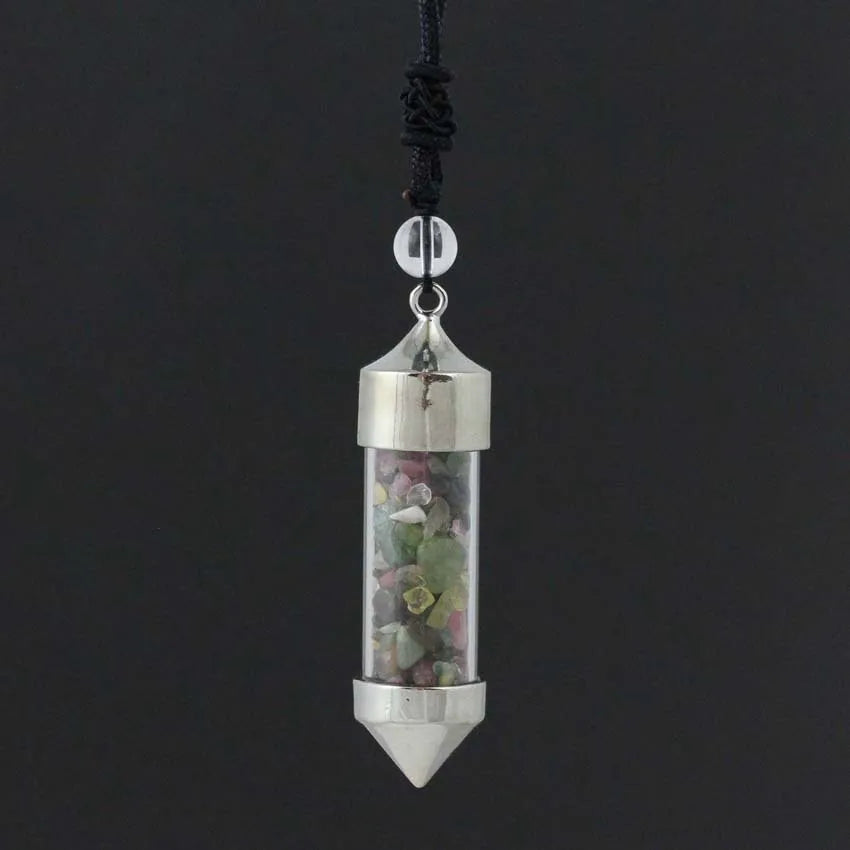 HZ Newest accessories natural crystal Indian agate gravel bullet-shaped wishing bottle spirit pendulum drifting bottle pendant souvenirs gift