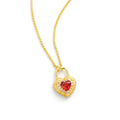 Aimgal Lock Heart Pendant Necklace 5A Zircon & Red Corundum 18K Gold-Plated 925 Silver Trendy Gift  Fine Jewelry