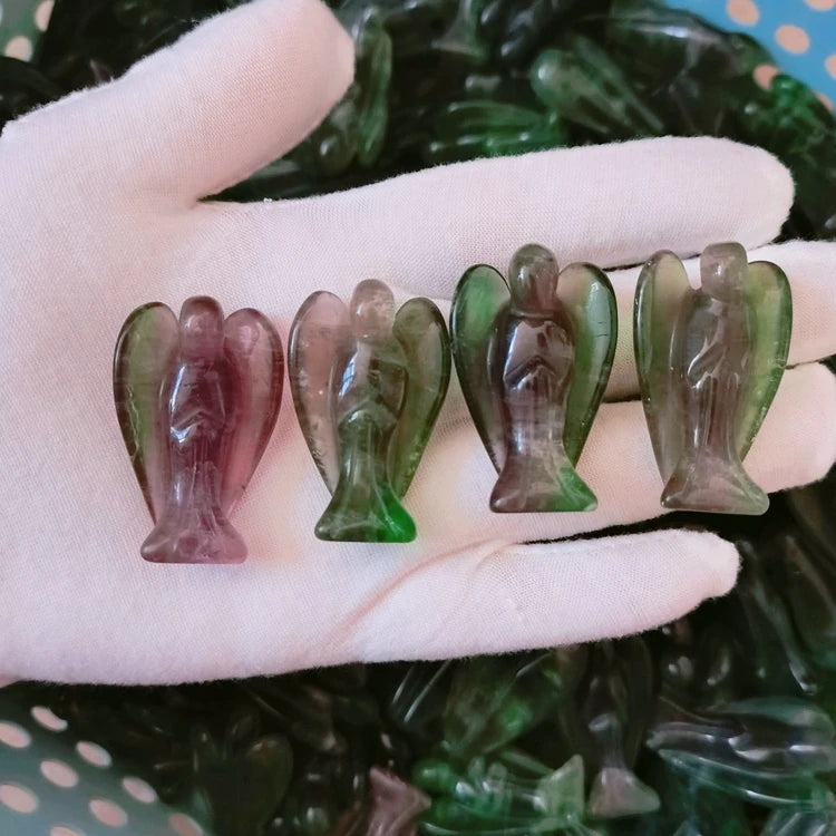 Diy Wholesale Natural Stone Chakra Healing Fluorite Angel Semi Precious Stone gift
