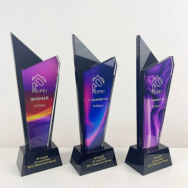 27cm Height Full Color Printing Personalized Crystal Trophy MH-J0448