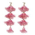 DUYIZHAO Factory Direct Sale Ins Style Handmade Gold Statement Fabric Blooming Flower Long Earrings for Women Gift Daily Wear