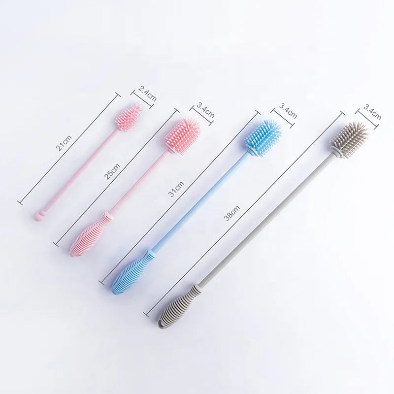 Durable Food-Grade Silicone Cleaning Bottle Brushes Multi-Colour Cleanser Silicon Scrub for Baby Minimum Order 10 Pieces