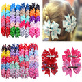 Kids Bows Hair Accessories 40Pcs Comfort Soft Fashionable Fabric Hair Bows Alligator Clips Ribbon Barrettes European-American