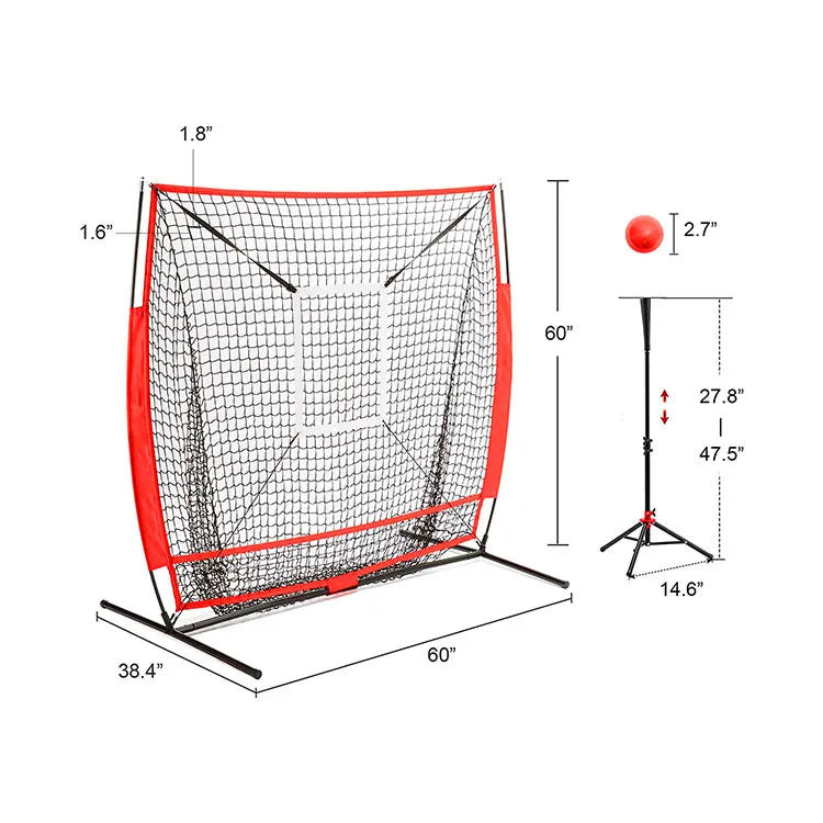Baseball Pitching Net 5x5FT Strike Zone Steel Frame Polyester Mesh Customized Color Comfortable Pitching Batting Practice Coach
