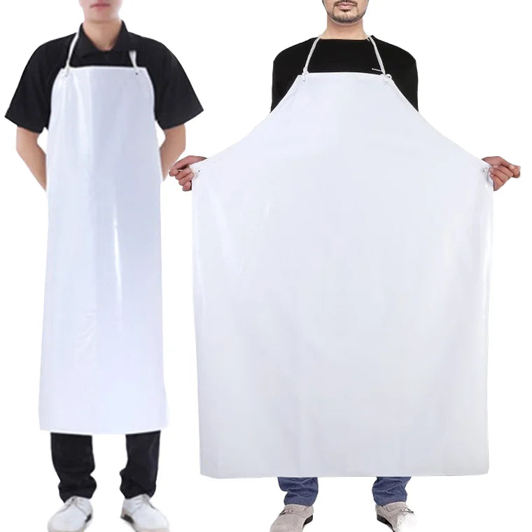 White PVC Waist Bib Durable Waterproof and Oil-Resistant Kitchen Food Factory Seafood Special Apron for Cleaning
