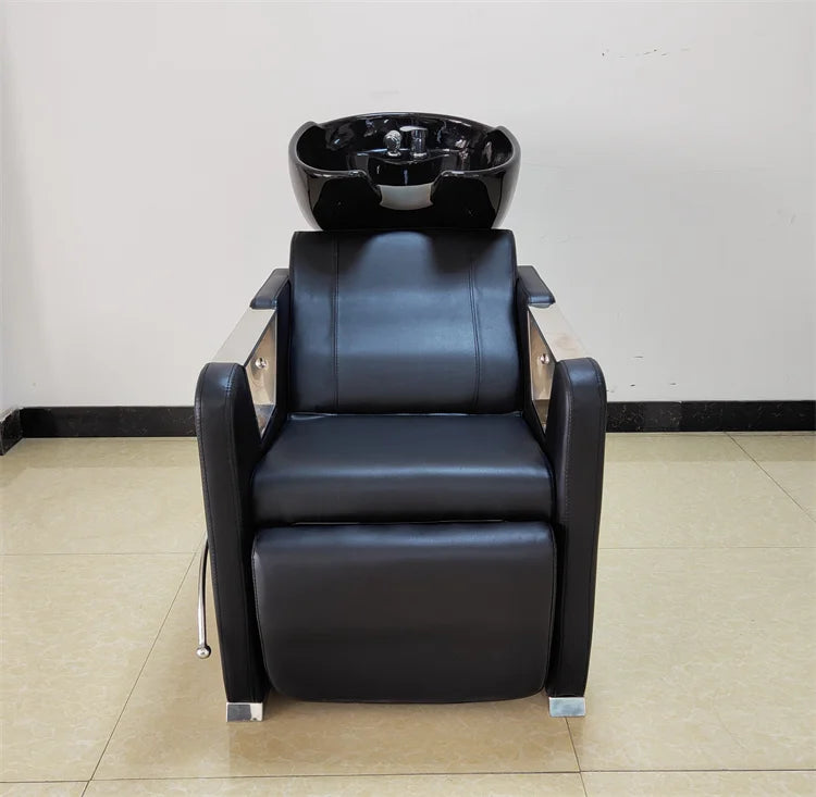 Kisen Wholesale Cheap Modern Black Spa Head Water Hair Salon Shampoo Chair Bed Hair Washing for Barber Shop Salon Furniture