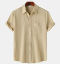 Hot Sale Summer Lapel Blouse Solid Color Short Sleeve Button Down Men's Shirt Men's Designer Clothing