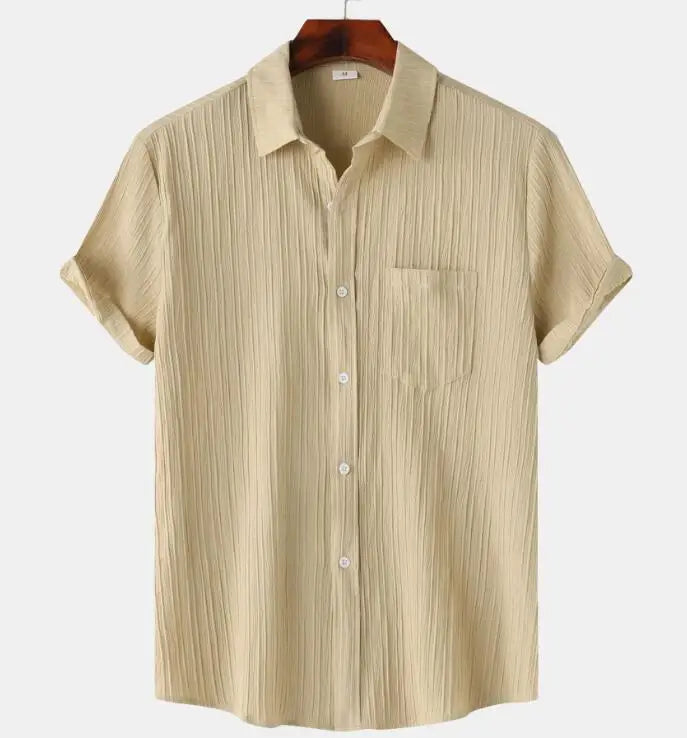 Hot Sale Summer Lapel Blouse Solid Color Short Sleeve Button Down Men's Shirt Men's Designer Clothing