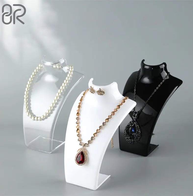 Plastic Flannelette Necklace Display Rack Human Figure Neck Mold Jade Pendant Model Rack Jewelry Display Props