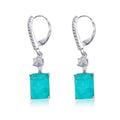 Fashion Jewelry Blue Paraiba Earrings Women Cubic Zirconia Drop Earrings 925 Sterling Silver Earrings