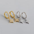 SP Luxury Bling Earrings Zircon Earrings for Women Girl Small 925 Sterling Silver Gold Star Hoop Earring