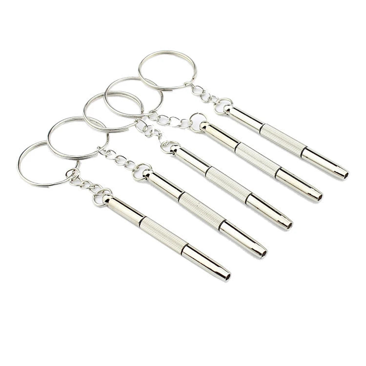 Factory Direct Sales Silver Multifunctional Eyeglasses Screwdriver 3-in-1 Repair Tool for Mobiles Watches Portable Key Chain