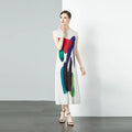 Custom New Fashion Pleated Floral Chiffon Women's Elegant Midi Sleeveless Casual Loose Ruched Natural Waist Dress