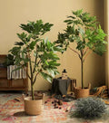 Large Fiddle Leaf Fig Tree Artificial Plastic PE Trunk with New Year's Large Leaf for Festive Decorations