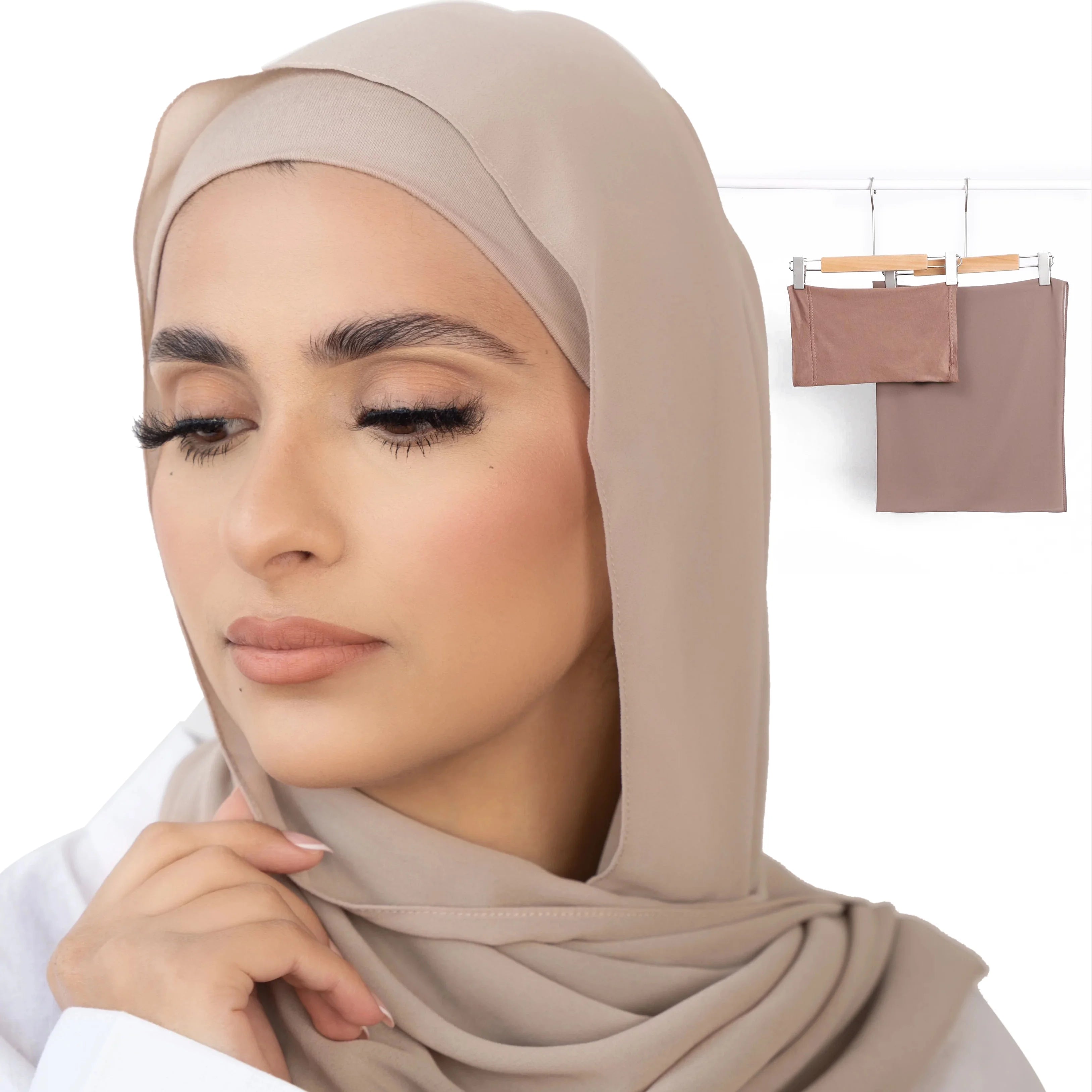 Custom Modern Voile Foulard Hijab Instant 2pcs Women Shawl Head Hijab Scarf Heavy Premium Chiffon Hijab With Inner Cap