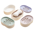 Hotel Bathroom Double Layer Eco-Friendly Fashionable Plastic Soap Storage Holder with Drain Tray and Lid