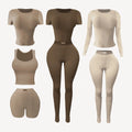 Custom Tags Embroidery logo Longsleeve Legging Basic Dupes Sleeveless Xs tank Top Short Cotton Rib Women 2 Piece Loungewear Sets