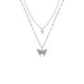 Stainless Steel Fashion Simple Design Trendy Double Butterfly Pendant Necklaces for Women Jewelry Gifts